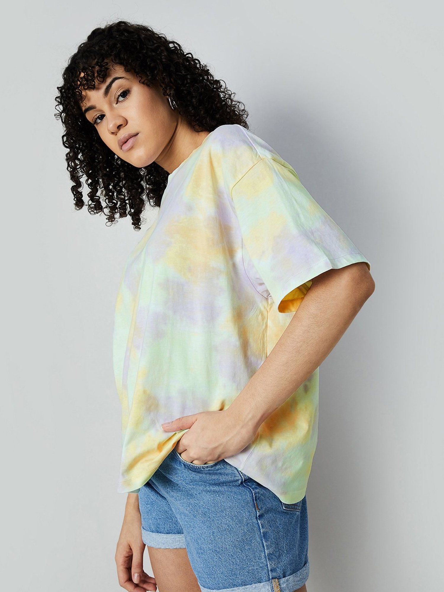 Ginger by Lifestyle Multicolor Cotton Tie - Dye T-Shirt