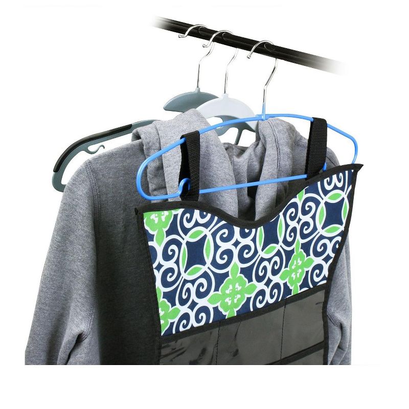 Zodaca Multifunctional Hanging Jewelry Organizer, Navy/Green Swirls