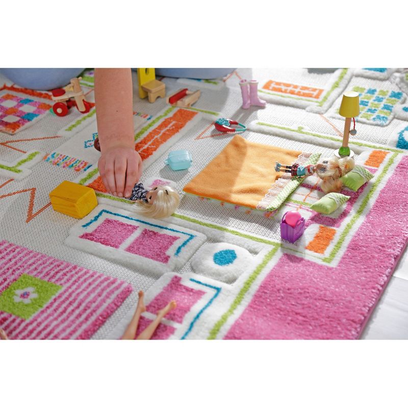 IVI World 3D Play Carpet 59 x 39-inch Educational Pink Playhouse Soft Floor Rug Mat for Bedroom, Kids Den, or Playroom, Medium