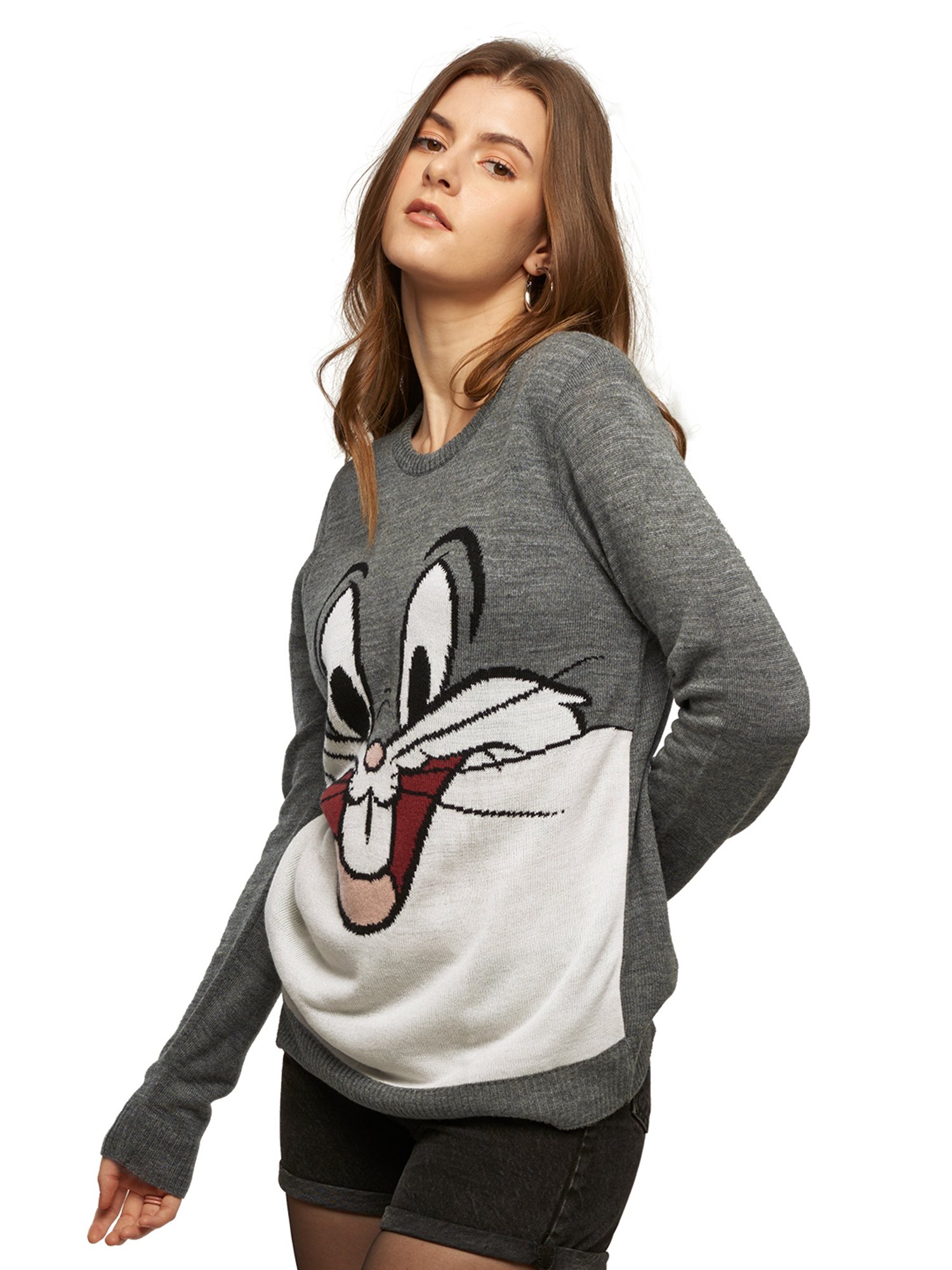The Souled Store Grey Looney Tunes Bugs Bunny Print  Sweater