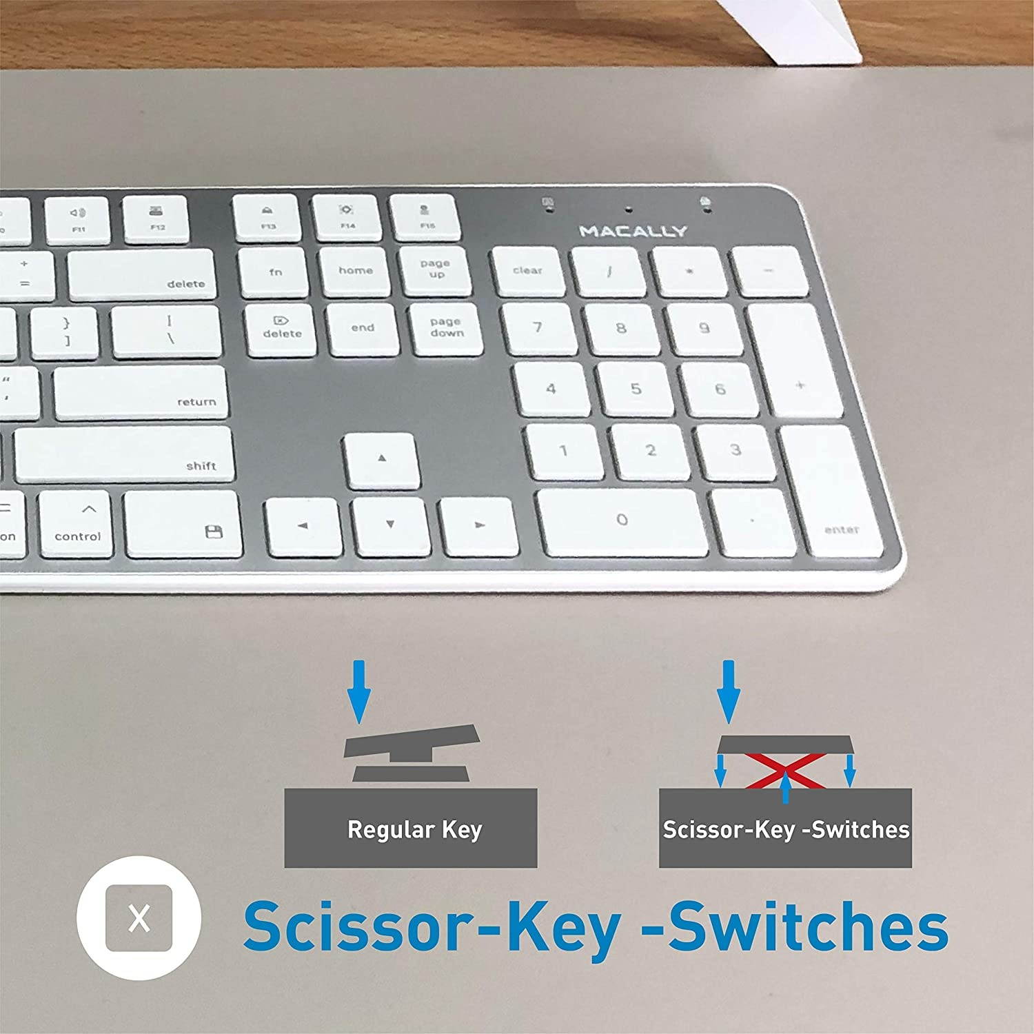 Macally Ultra Slim Wired Keyboard and an Ergonomic Laptop Stand, Relieve Stress Off Your Back