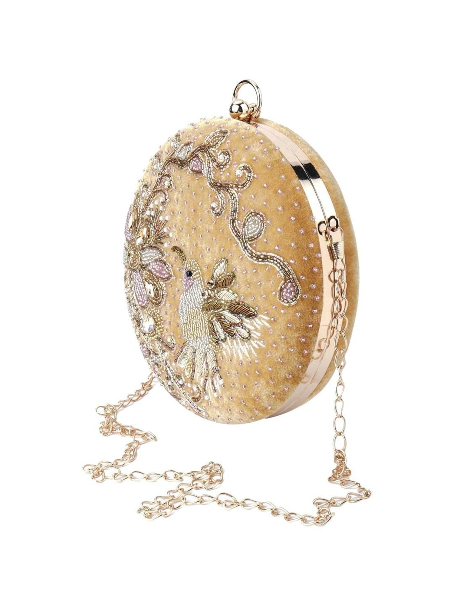 Odette Yellow Embellished Sling Handbag