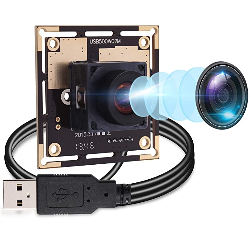 Webam 5 Megapixel USB Camera Module with 100 Degree Lens HD 2592X1944 USB Webcamera with CMOS OV5640 Sensor USB with Camera,Mini Webcam for Windows Mac Andriod Linux,Plug&Play