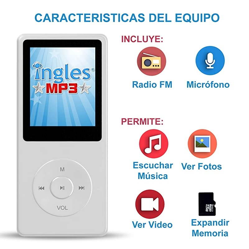 Curso de  Aprende Ingles en 3 Meses CURSO DE Ingles Incluye reproductor mp3 compacto con 124 Lecciones + Libro Guia