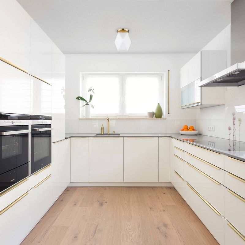 Novogratz Globe Chelsea Flush Mount Ceiling Light with Glass Shade Brass - Globe Electric