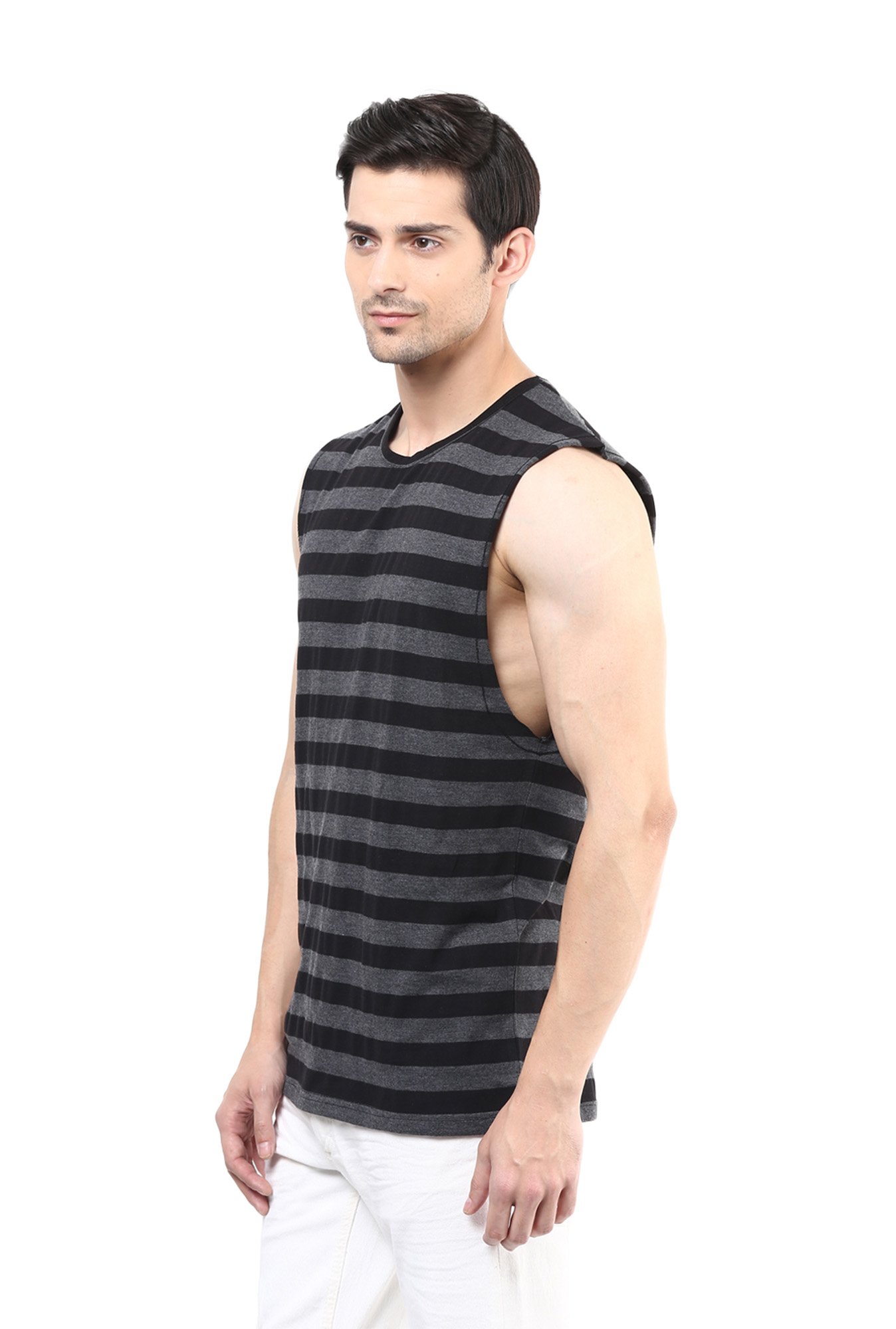 Hypernation Black & Grey Sleeveless T-Shirt