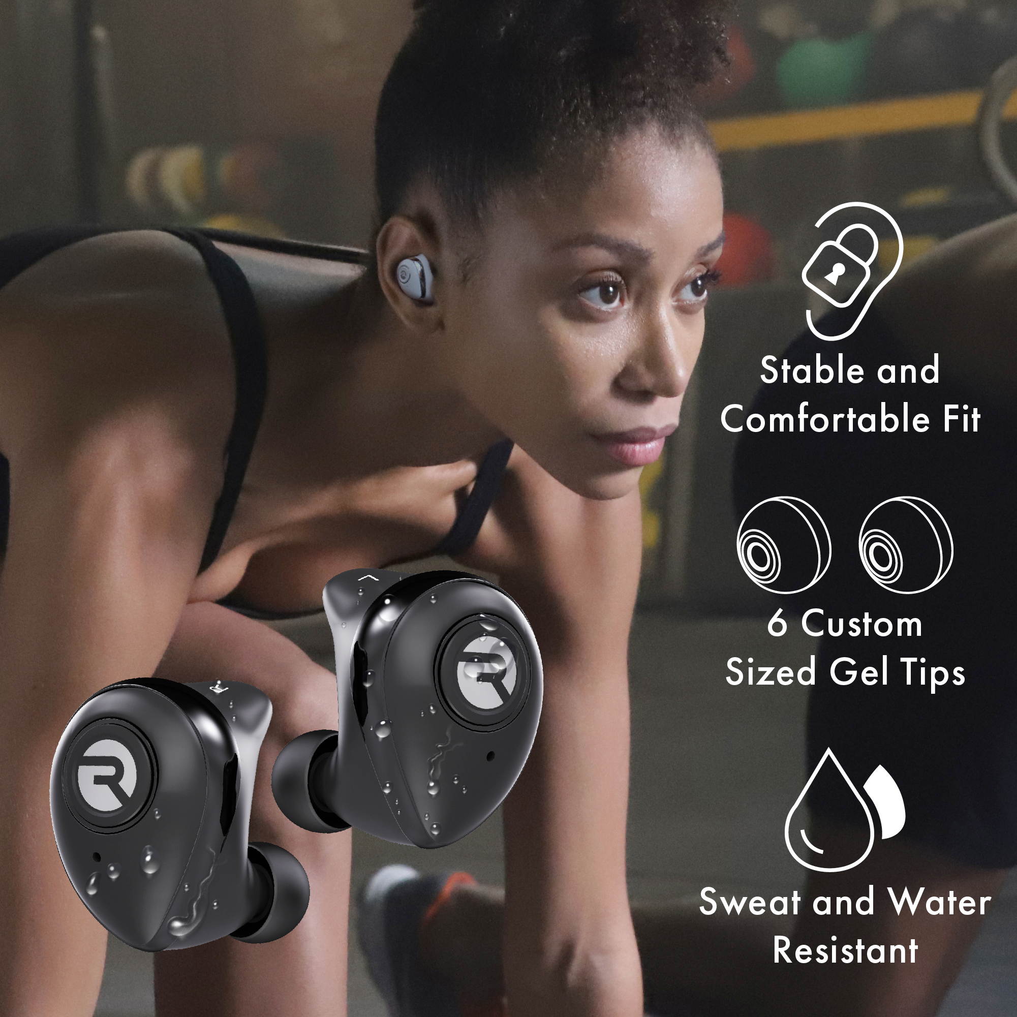 Raycon E50 True Wireless Bluetooth Earbuds - Bluetooth 5.0 Headphones Stereo Sound in-Ear Bluetooth Headset Wireless Earbuds 25 Hours Playtime and Built-in Microphone - Black