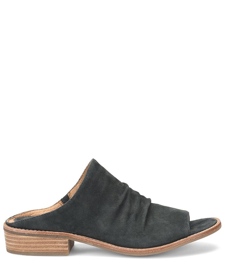 Sofft Netta Suede Stack Heel Peep Toe Mules