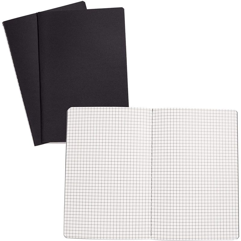 Paper Junkie 12 Pack Black Kraft Notebook Journals with Graph Paper (5.5 x 8 Inches)