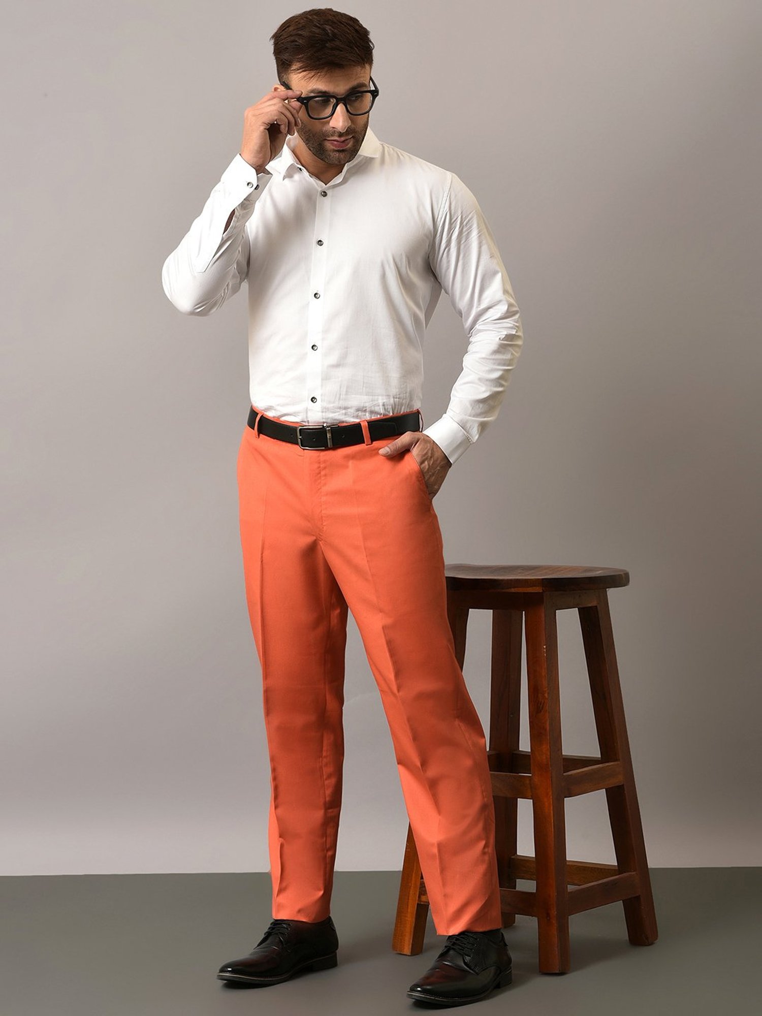 Hangup Peach Regular Fit Flat Front Trousers