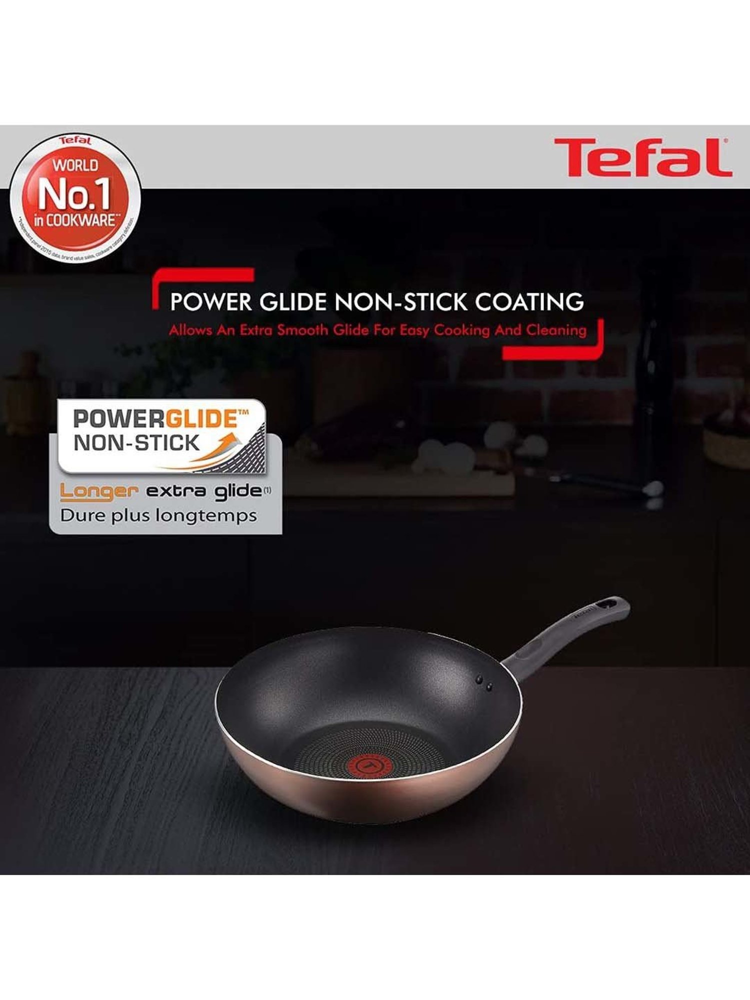 Tefal Super Cook Plus Brown Aluminium 26 cm Non-Stick Coating Finish Wok Pan (1.7 L)