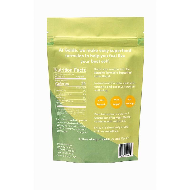 Golde Matcha Turmeric Superfood Latte Blend - 4.2oz