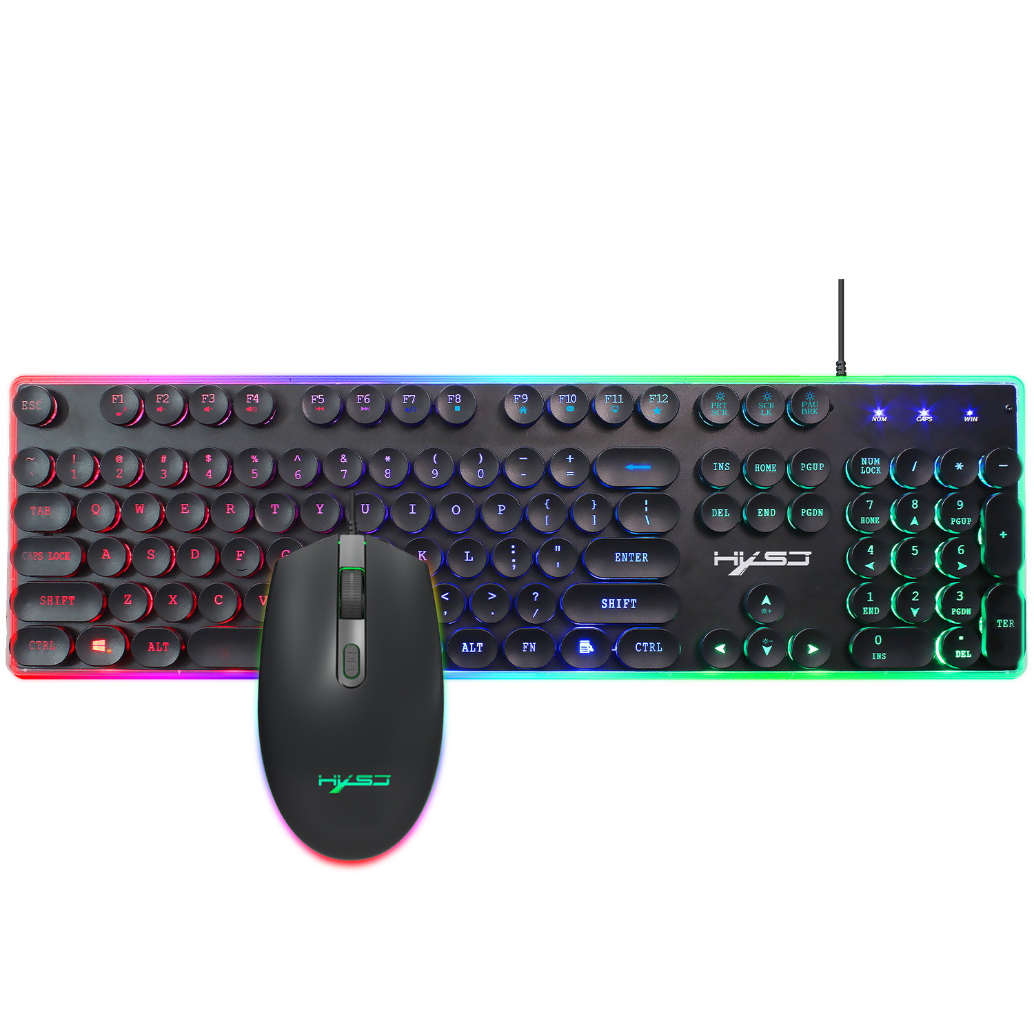 Backlit gaming keyboard RGB illuminated mouse set wired keyboard set