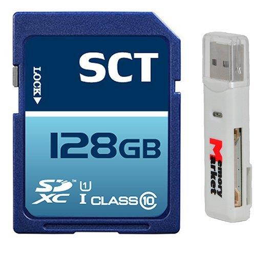 SCT 128GB SD XC Class 10 UHS-1 Memory Card for Canon PowerShot G1 G3 G7 X SX410 IS ELPH 350 HS IXUS 275 HS XC10 EOS 5Ds R 750D 760D Rebel T6s T6i 8000D Kiss X8i with MemoryMarket SD Memory Card Reader