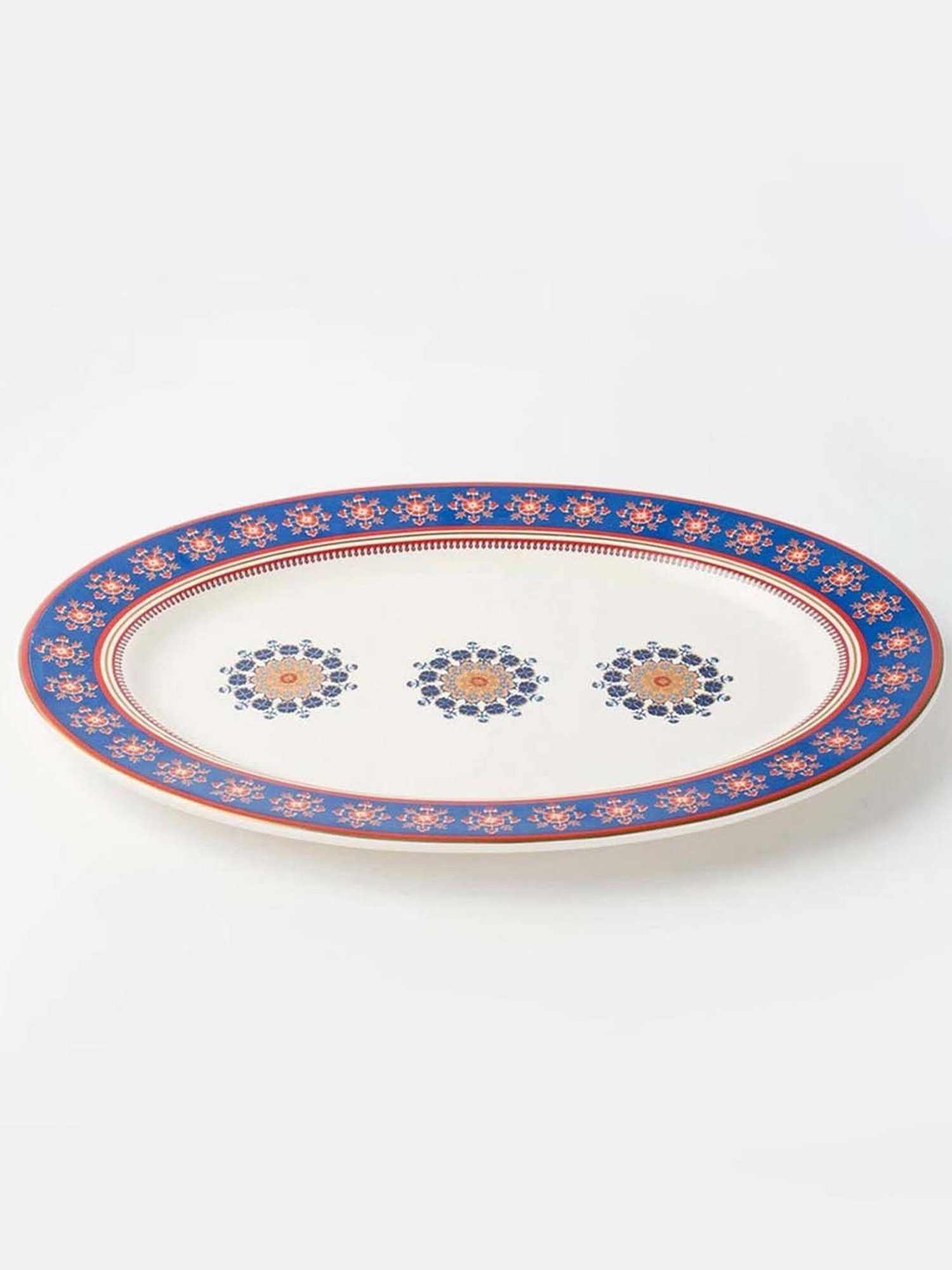 Fabindia Falak Multicolor Ceramic Small Oval Platter