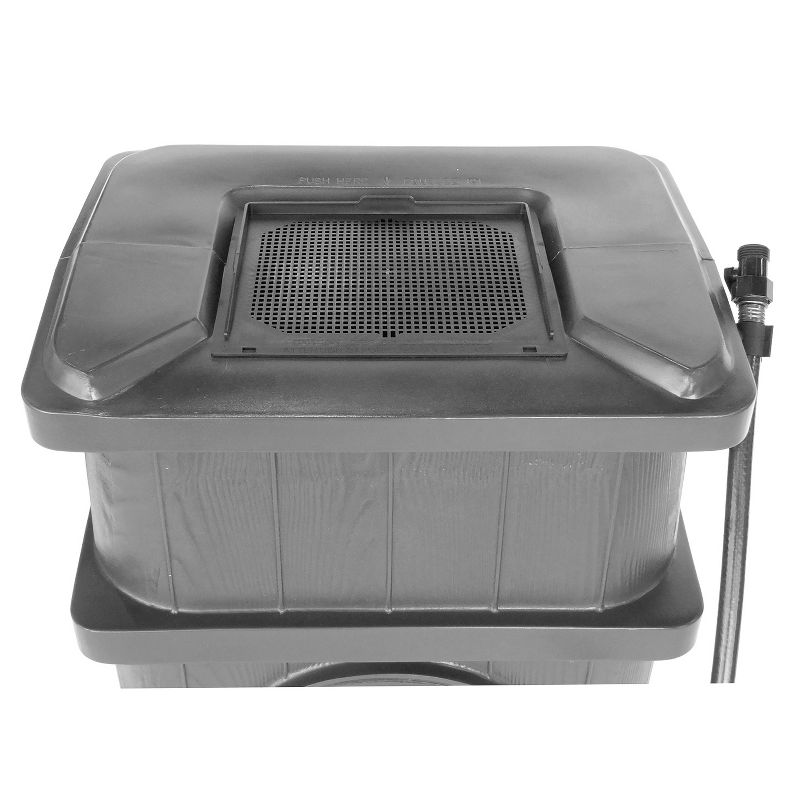 FCMP Outdoor WG4000-GRY Home Outdoor Large Wood Grain Rain Water Catcher Barrel, Grey