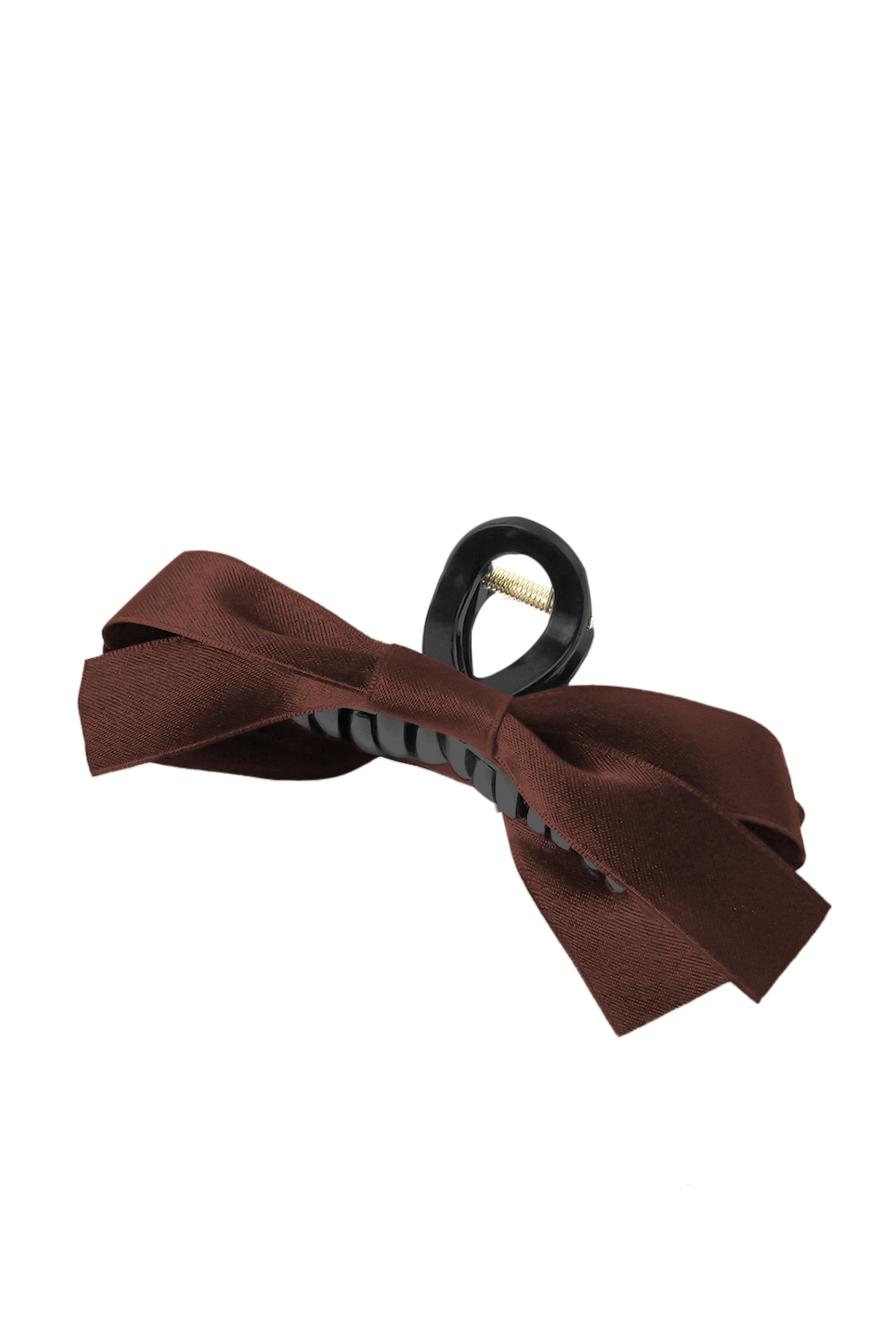 Coffee Solid Color Ribbon Bow Decor Hair Clip