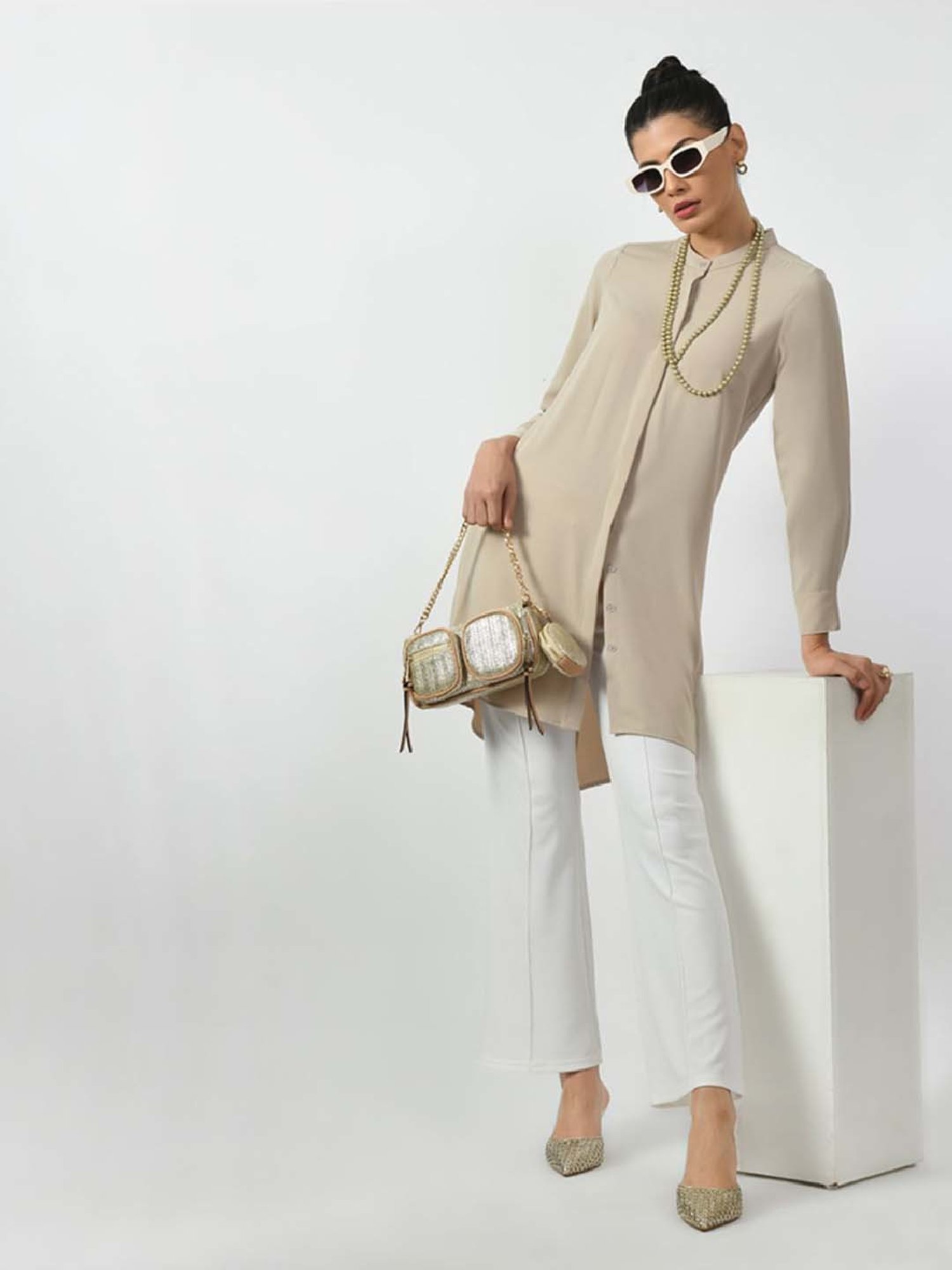 Office & You White Mid Rise Bootcut Pants