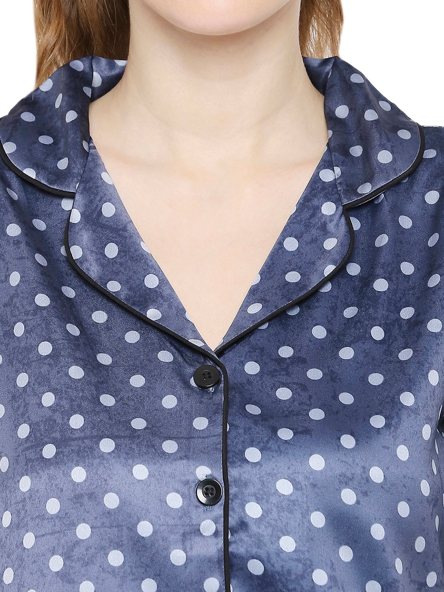 Smarty Pants Blue Satin Print Shirt With Pyjamas