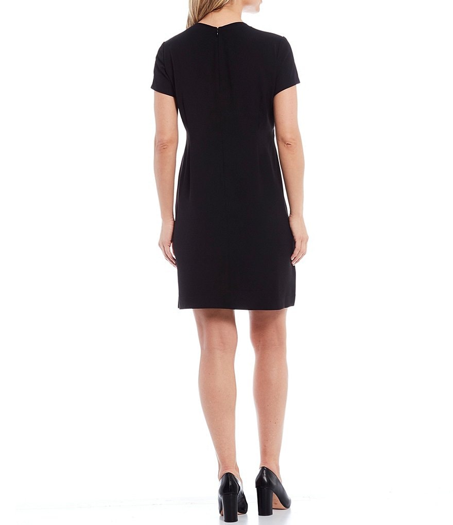 Ming Wang Short Sleeve V-Neck Belted Dress