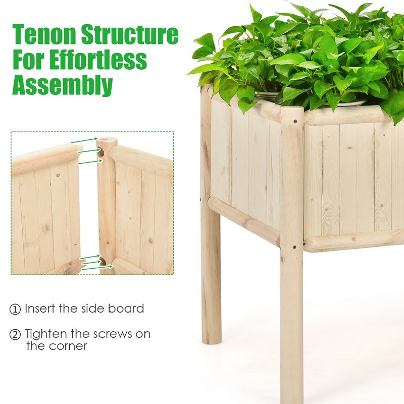 Costway Raised Garden Bed 42''x30''x32'' Elevated Wood Planter Box Stand Patio Yard