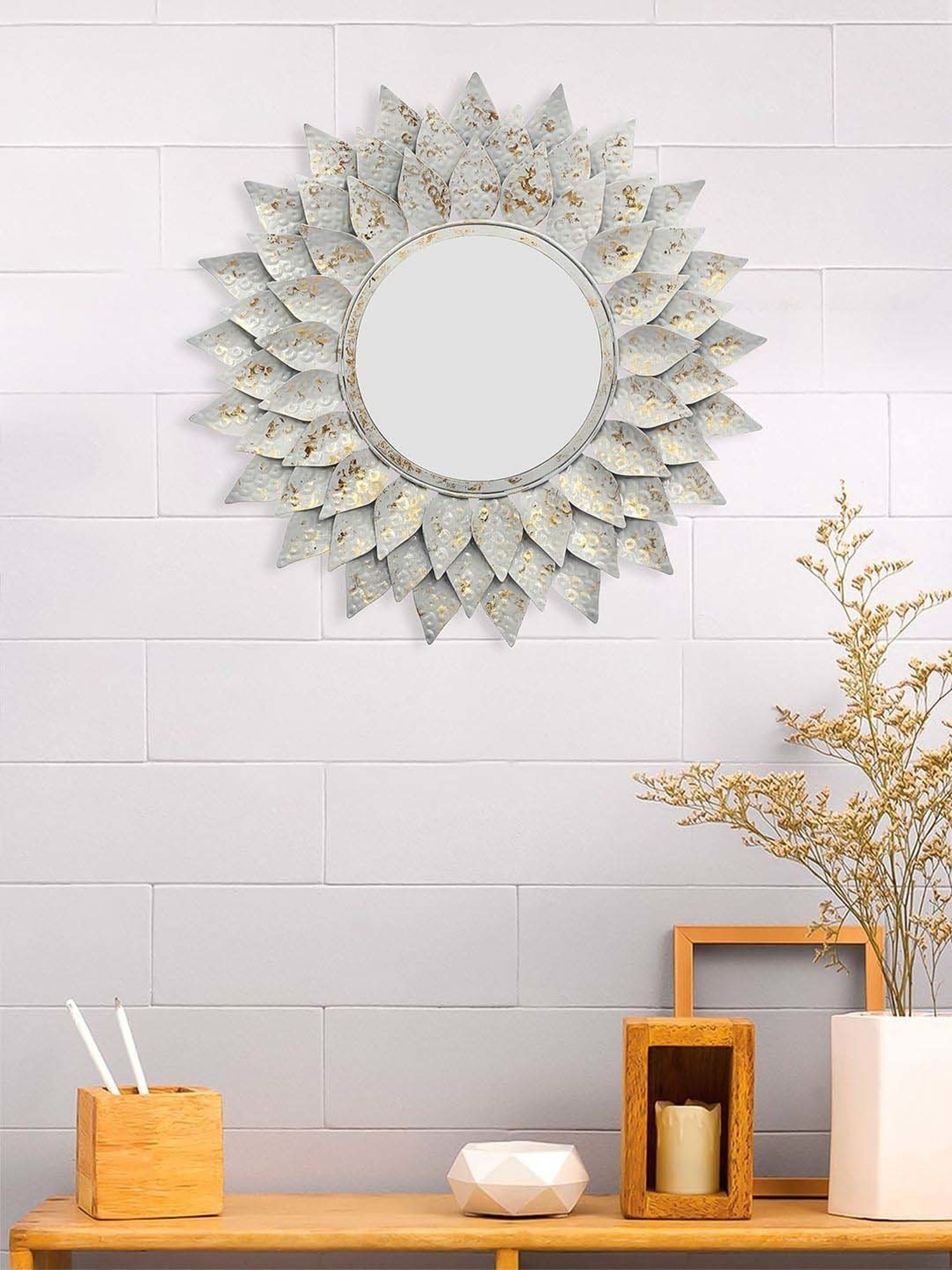 CHRONIKLE Silver Iron Decorative Wall Mirror