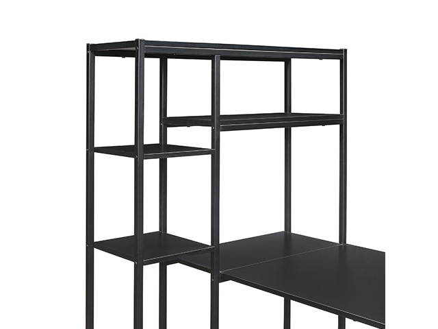 Office Computer Game Desk with Multiple Storage Shelves, Modern Large Office Desk with Bookshelf and Storage Space,Black,GT67
