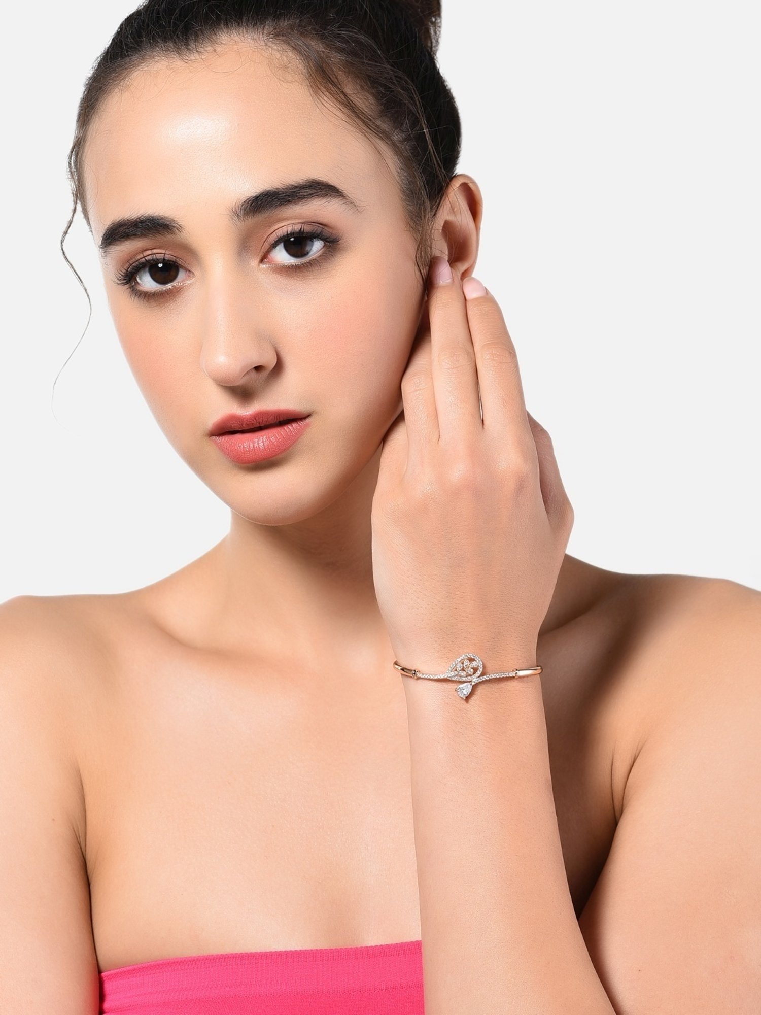 Zaveri Pearls Rose Gold Cubic Zirconia Classic Bracelet - ZPFK10709