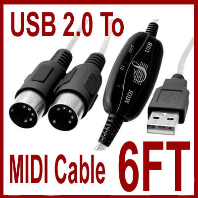 6FT USB to MIDI Cable PC Interface Adapter Keyboard Music Cord