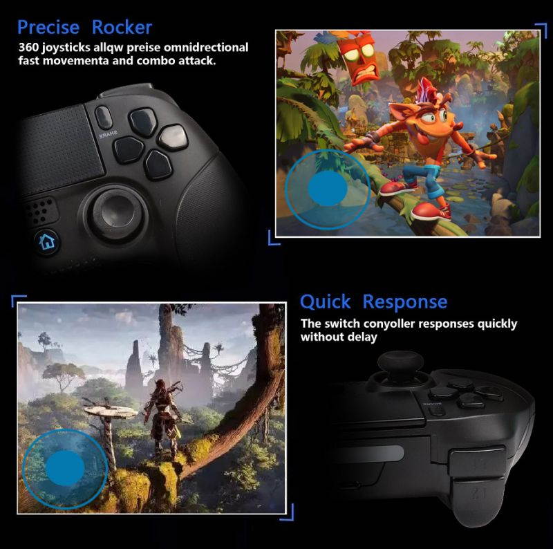 PrtJoy Wireless Bluetooth Controller For Ps4/Pro/Slim Game Controller Dual Vibration Gamepad Controller Remote Joystick Built-in Speaker/Gyro/Touch Panel/Stereo Headphone Jack/Functional LED Indicator