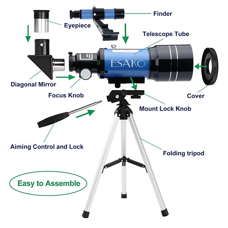 Telescope for Kids Beginners 70mm Portable Astronomical Telescopes with Phone Mount Remote Control