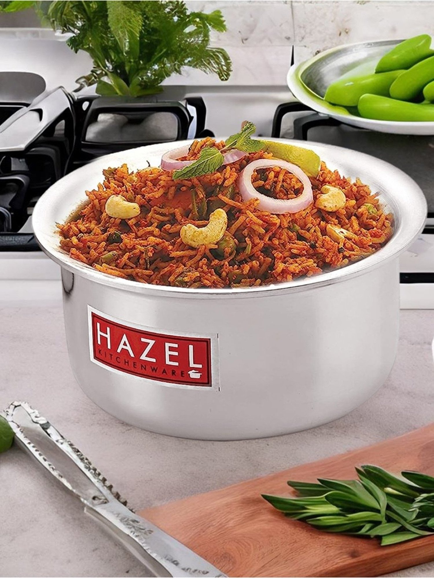 HAZEL Flat Bottom Silver Aluminium Tope or Patila (0.87 L)