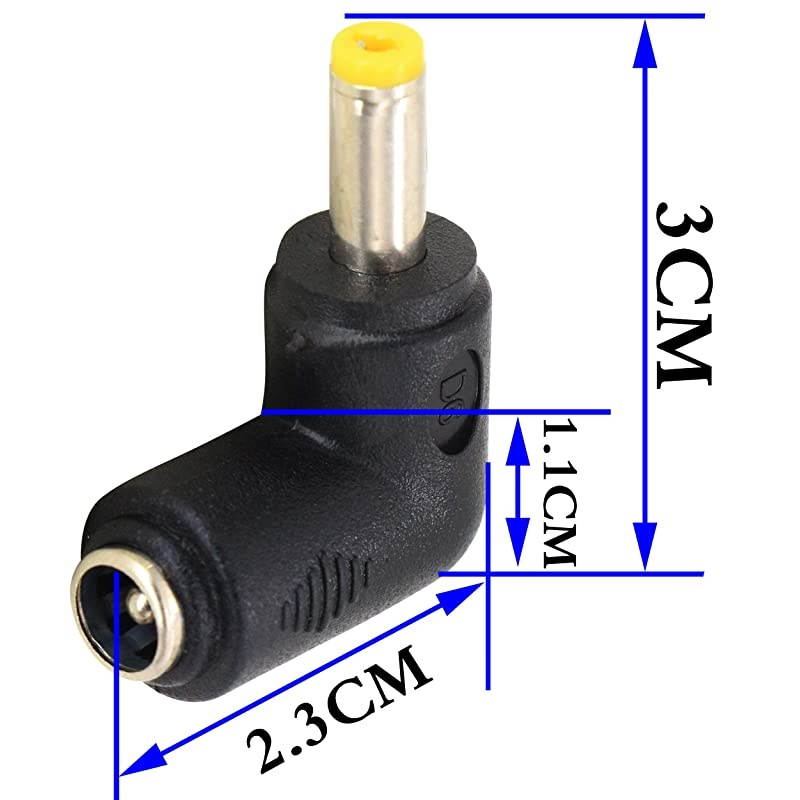 DC48x17mm Male 90 Degree Angle to DC55x21mm Female Adapter 5 Volt DC Barrel Power Jack Charging Cable Connector for Tablet DC48x17mm2pack