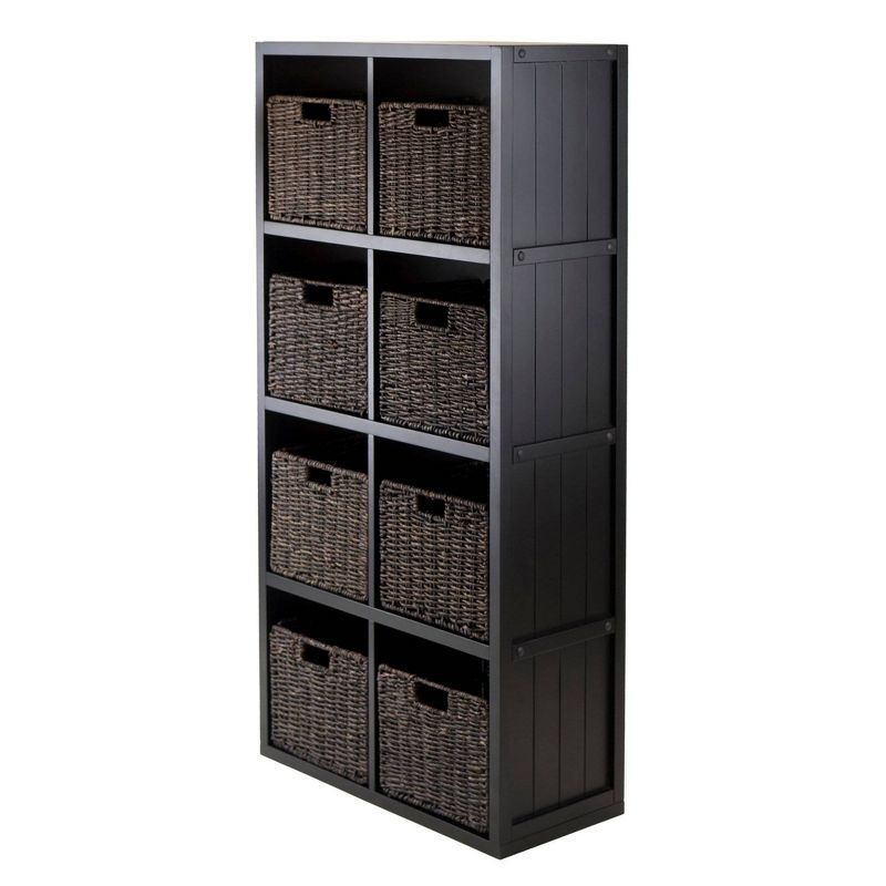53.11" 9pc Timothy Set Storage Shelf 4X2 with Baskets Black - Winsome