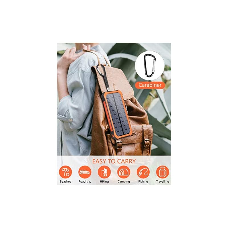 Portable Charger Power Bank 15000mAh,  Solar Charger, Solar Power Bank Battery Pack, high Speed Charging Solar Phone Charger for iPhone, Samsung and More. Black