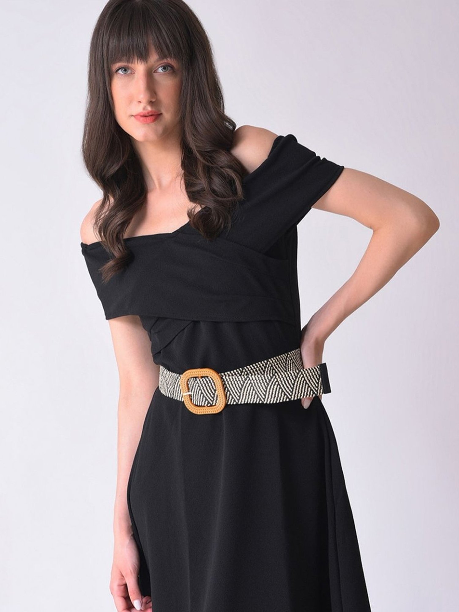 HauteSauce Black Textured Casual Belt for Women