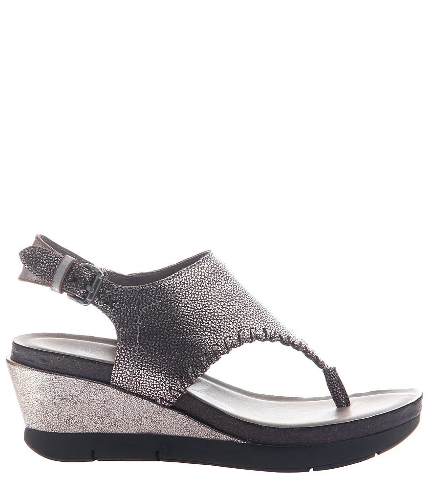 OTBT Meditate Metallic Leather Thong Wedges