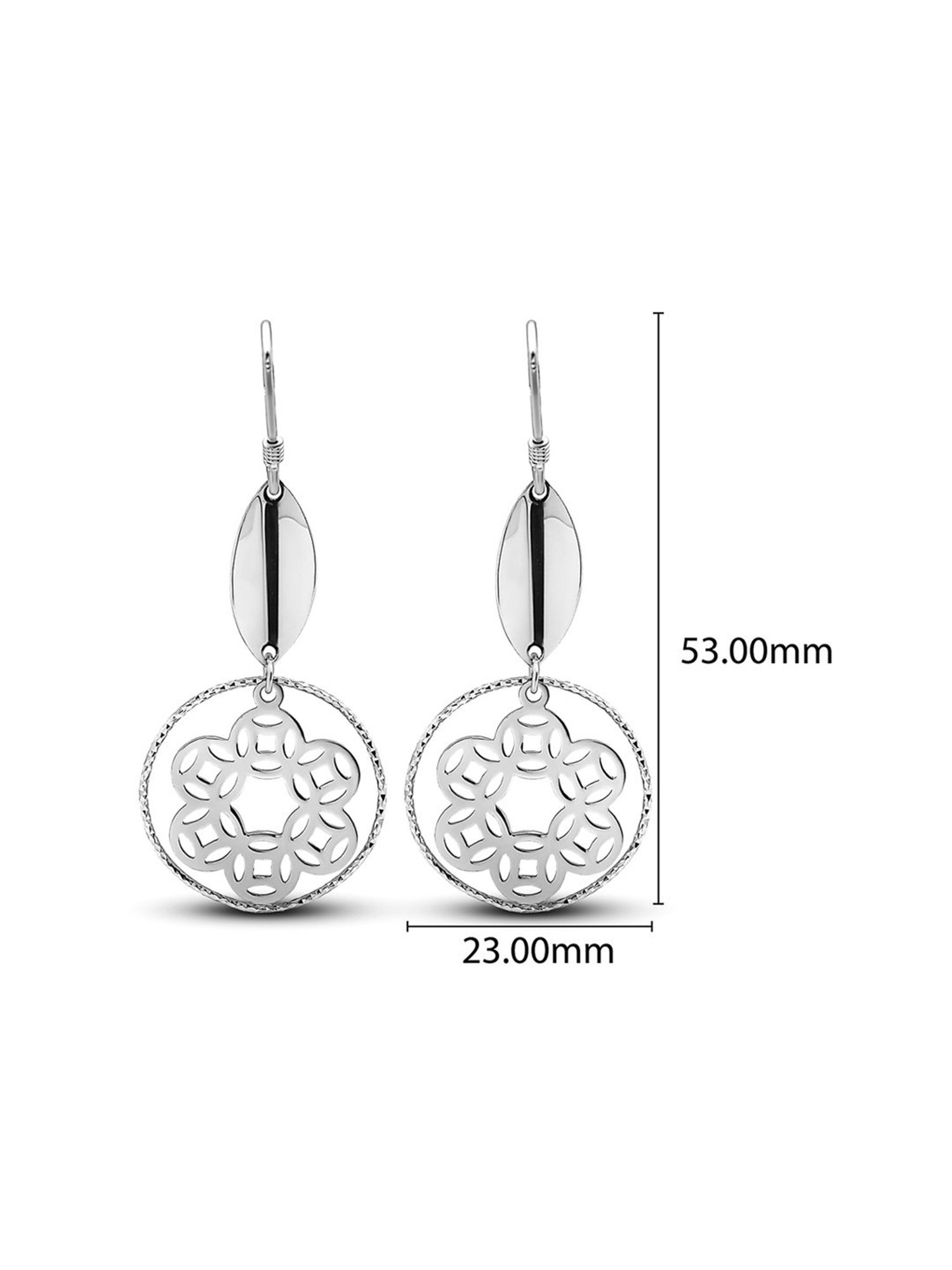 Silberry 92.5 Sterling Silver Floral Art Earrings for Women