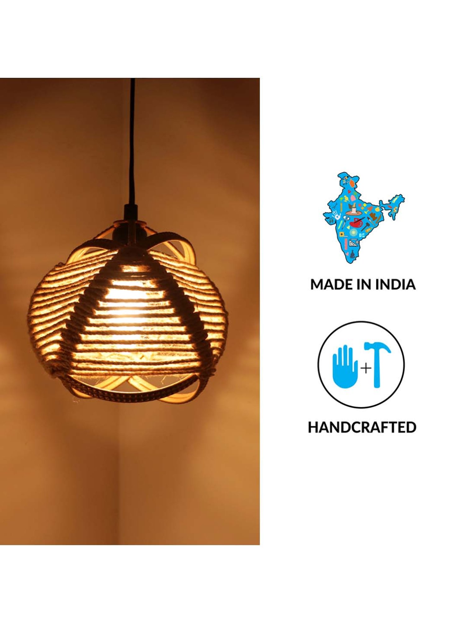 ExclusiveLane 'Jute Goblet' Matte Gold Iron Hand-Etched Pendant Lamp - Set of 1