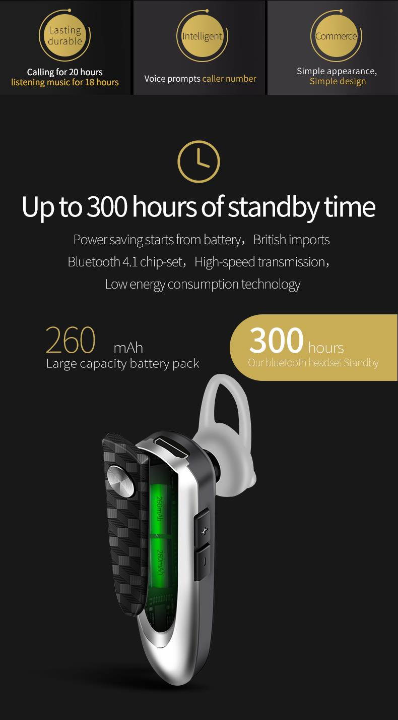 Fineblue HF68 Wireless earphone noise cancelling bluetooth earbud handsfree with microphone super long standby time (Gold)