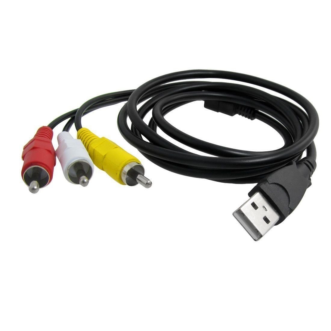 USB Male A to 3 RCA AV A V TV Adapter Cord Cable for PC Vizio TV Video 1.5M/ 5ft