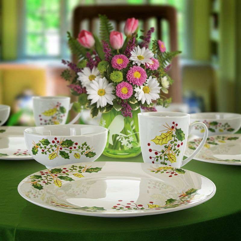 Vremi 16 Piece Multicolor Porcelain Dinnerware Set with 4 Dinner Plates, 4 Dessert Plates, 4 Salad/Soup Bowls, & 4 Coffee/Tea Mugs