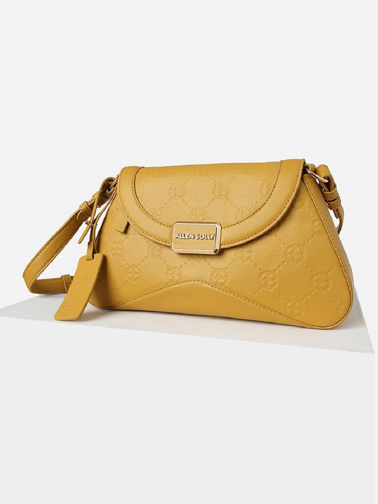 Allen Solly Yellow Textured Sling Handbag