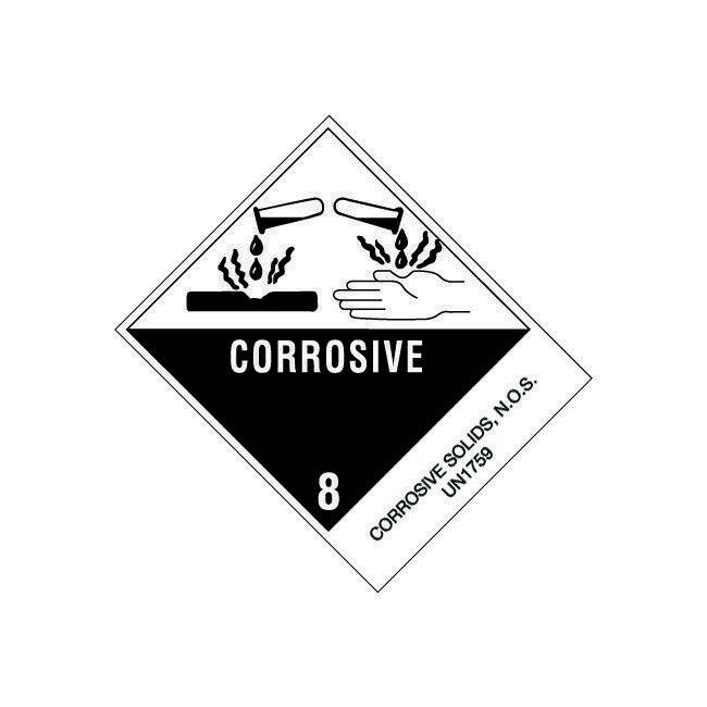 Tape Logic Labels, "Corrosive Solids, N.O.S.", 4" x 4 3/4", Black/White, 500/Rol