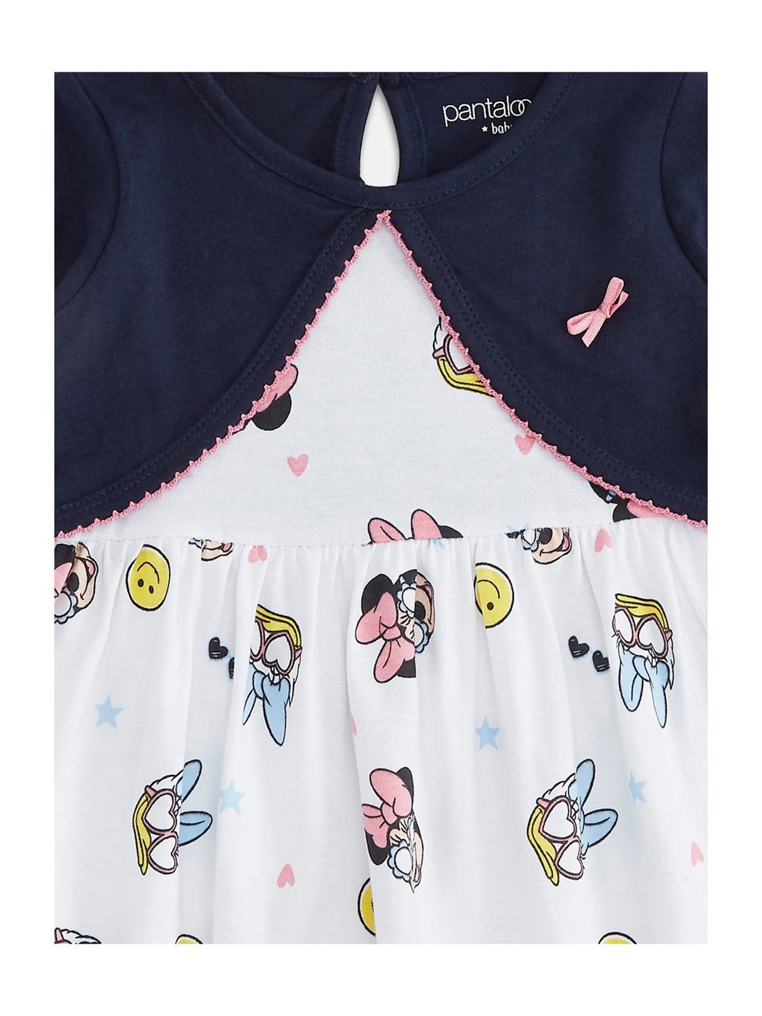 Pantaloons Baby White & Navy Printed Full Sleeves Dress