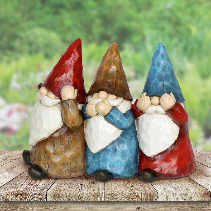 8.66" No Evil Wood Look Gnomes - Exhart