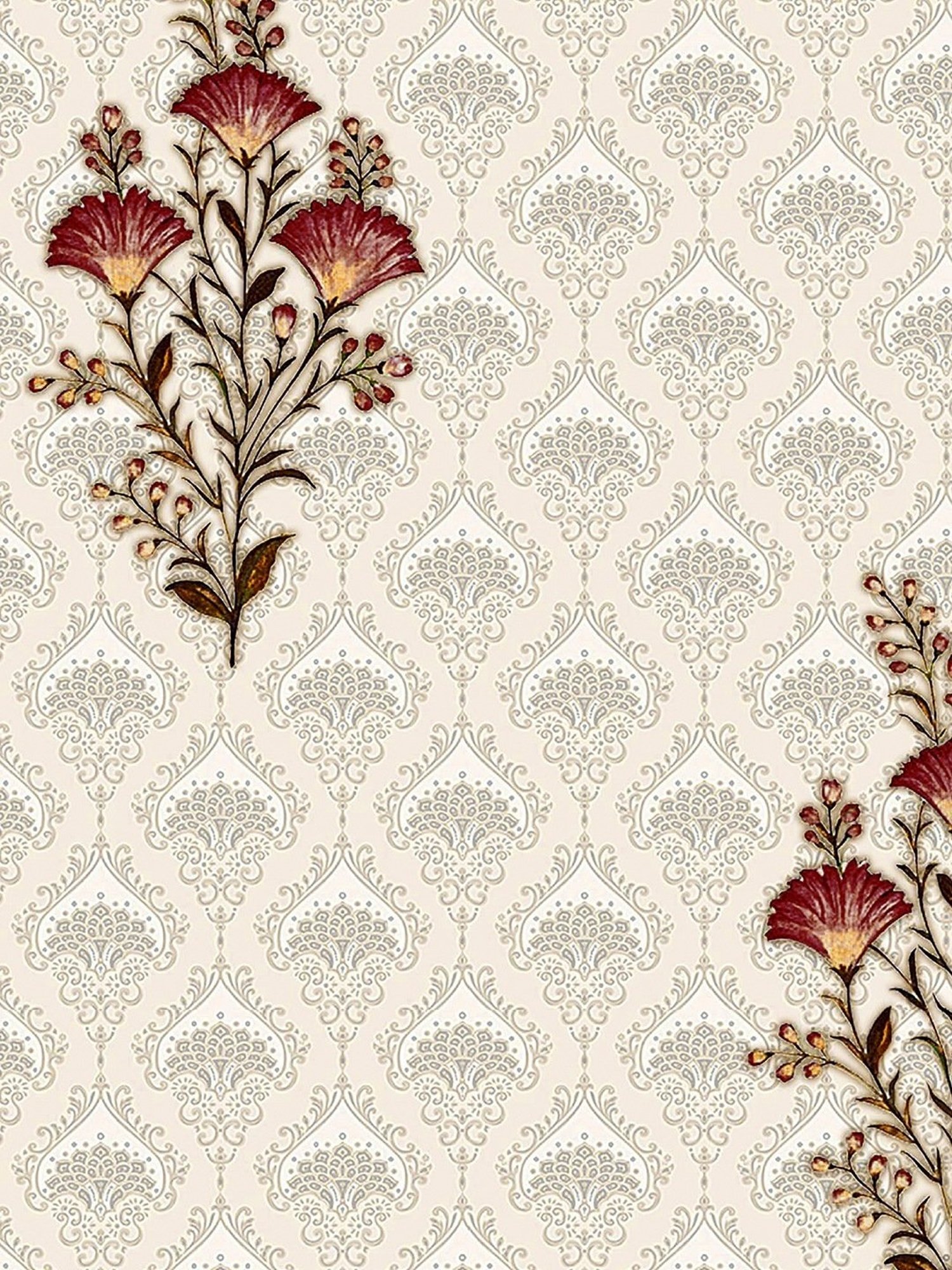 SPACES DRAPE STORY Elegent Grey & Brown Polyester 8 FT Door Curtain - Set of 2