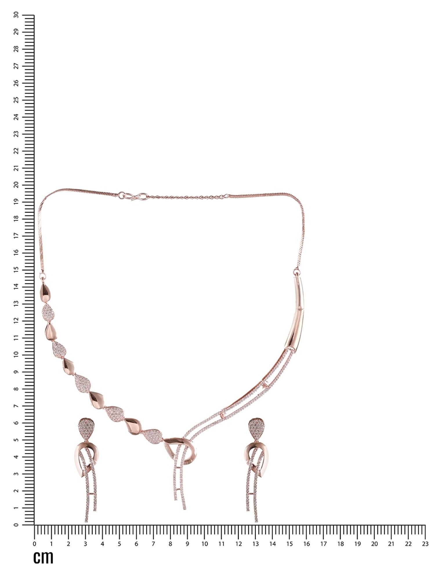 Aatmana Rose Gold-Plated Rose Gold CZ Studded Necklace Set