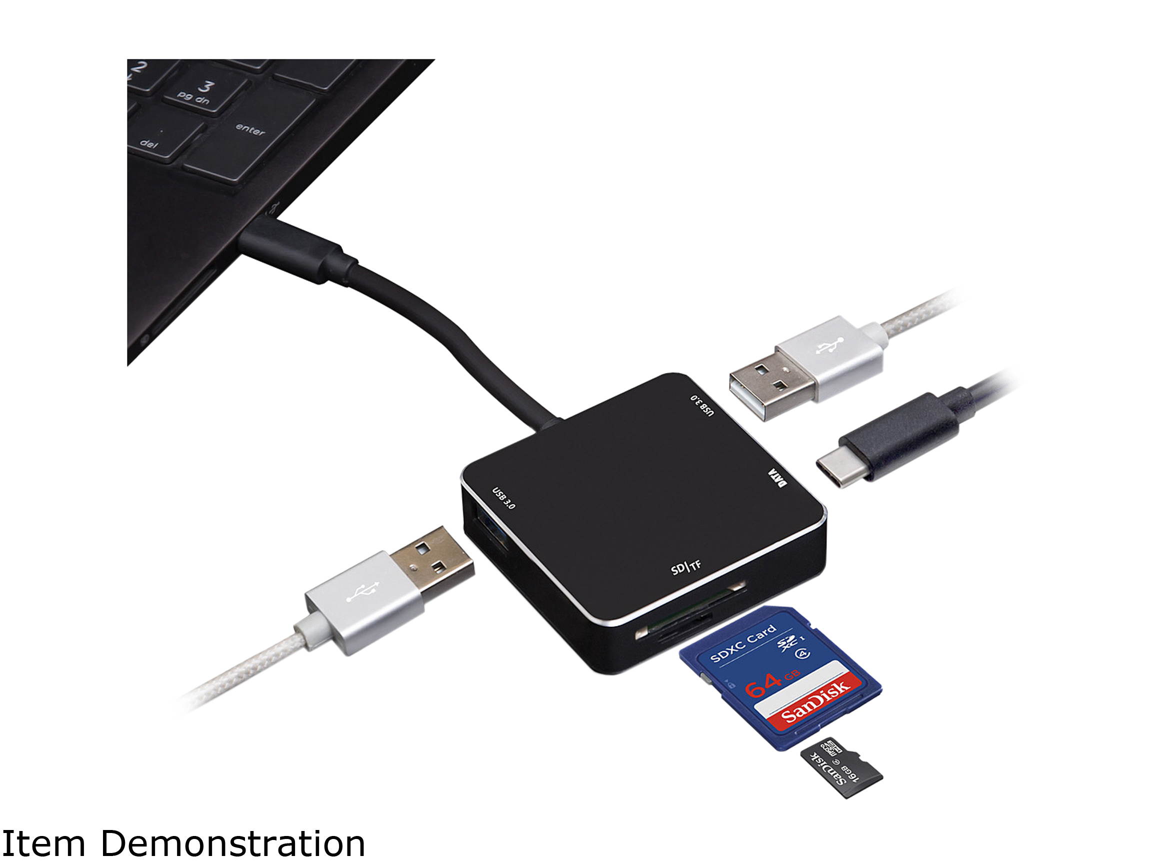 SYBA SD-HUB50114 USB 3.1 Gen 1 Type-C Mini USB 3.0 Hub and SD Card Reader