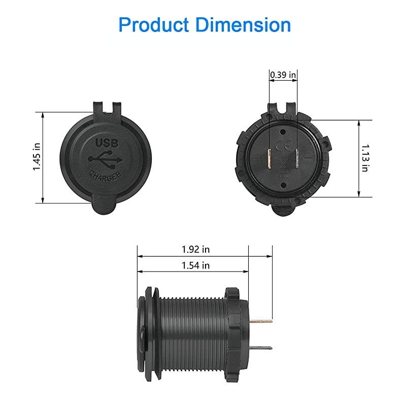 USB Charger Socket Power Outlet 1A amp 21A for Car Boat Marine Mobile with Wire Fuse DIY Kit 31ABlue